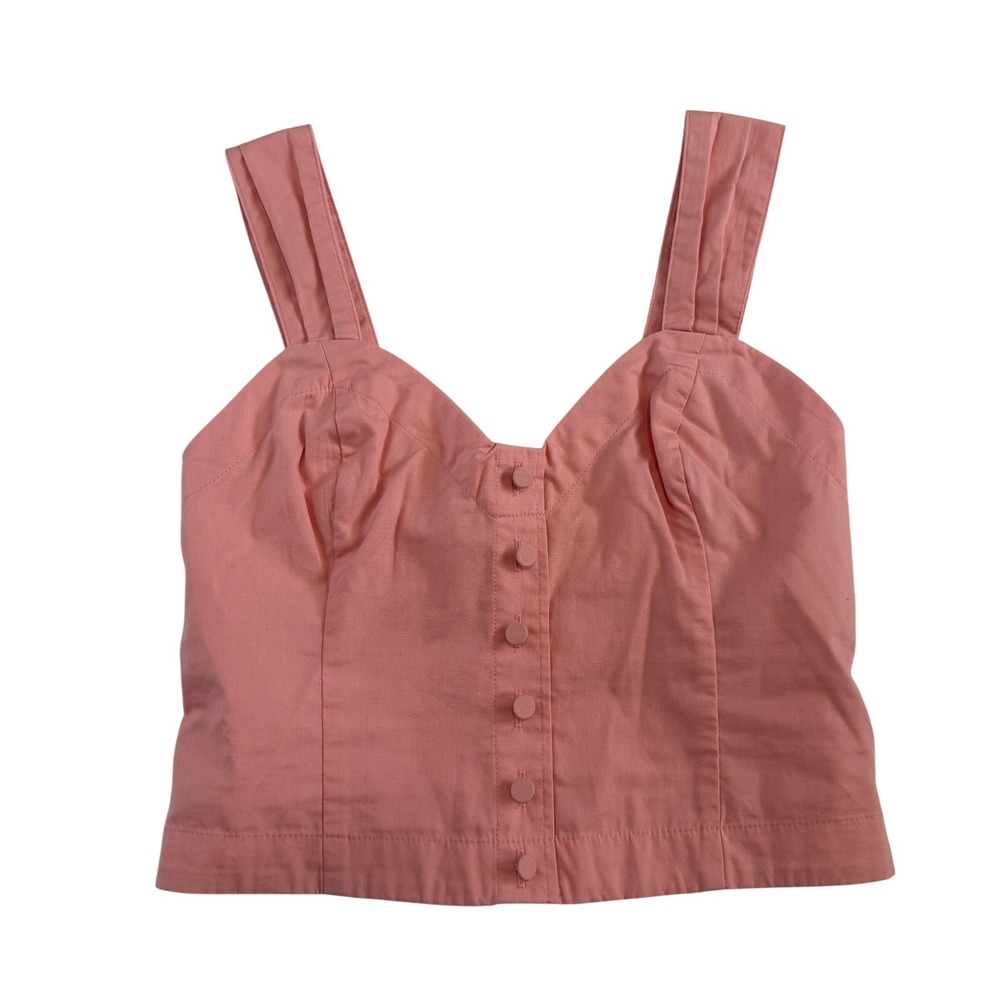 Abercrombie & Fitch Pink Smocked Button Front Crop Cami Top XS